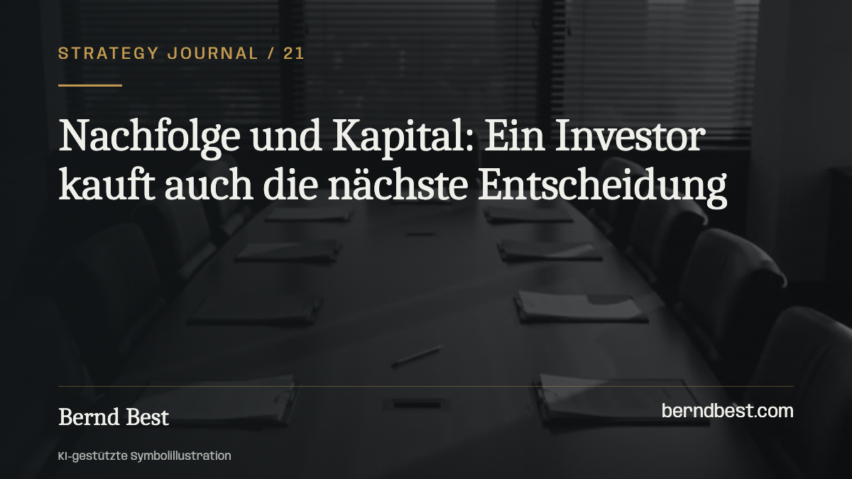 Nachfolge und Kapital: Ein Investor kauft auch die nächste Entscheidung