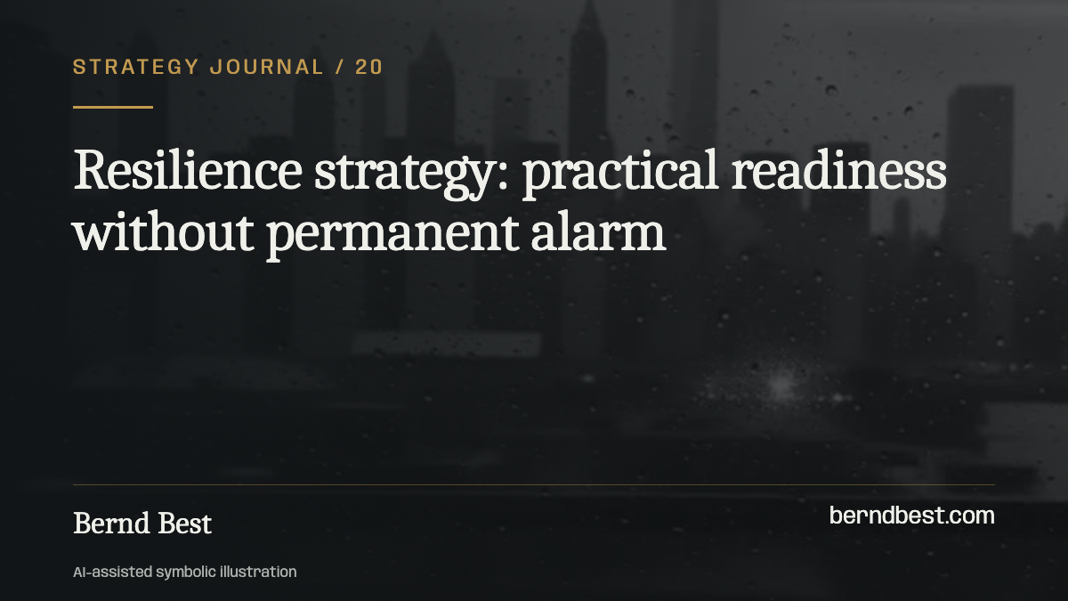 Resilience strategy: practical readiness without permanent alarm